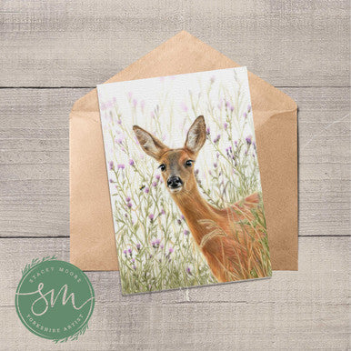 Doe in Thistles Greetings Card