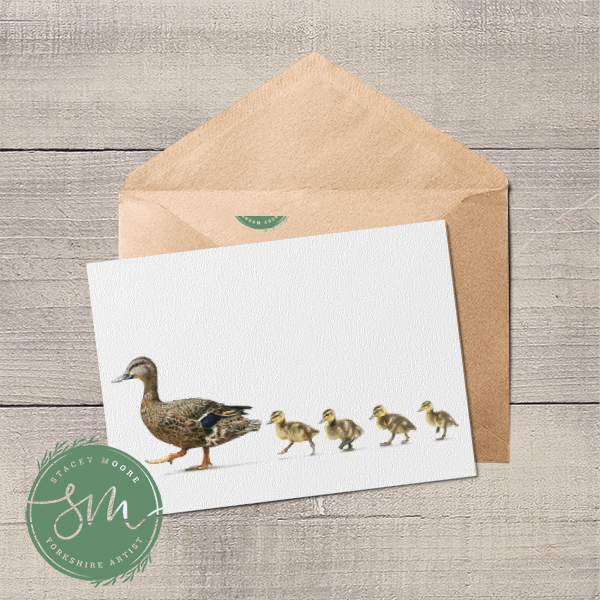 Duck and Ducklings Greetings Card