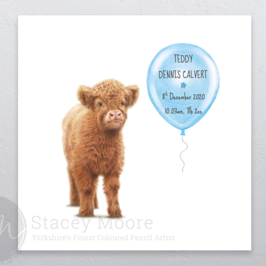 Highland Calf Personalised Print
