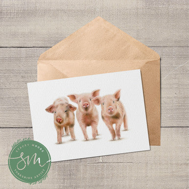 Three Little Piglets Greetings Card