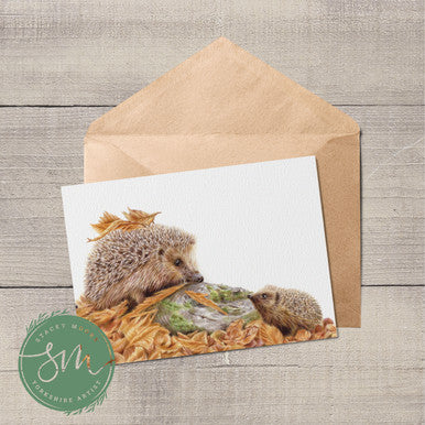 Hedgehog and Hoglet Greetings Card