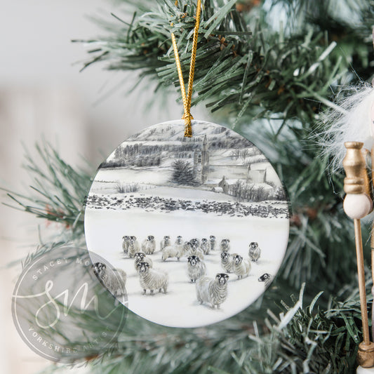 Sheep in Snow Bauble