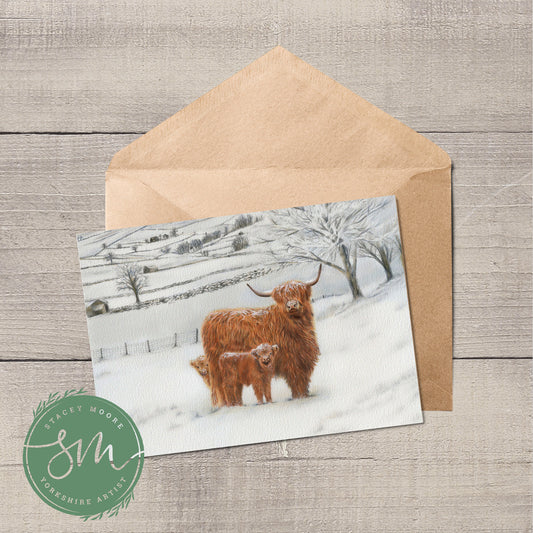 Highlands in Snow Greetings Card