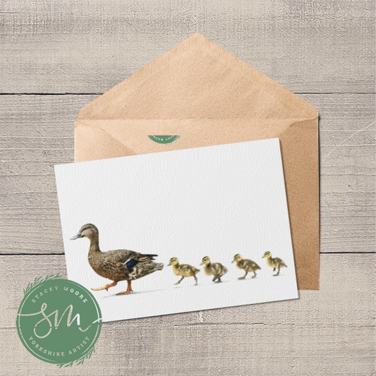 Duck and Ducklings Greetings Card