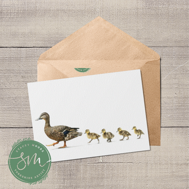 Duck and Ducklings Greetings Card