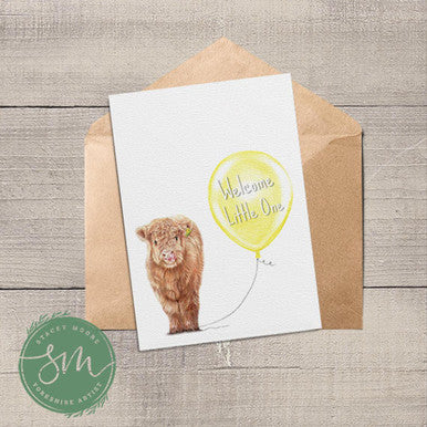 Highland Calf Welcome Little One Greetings Card