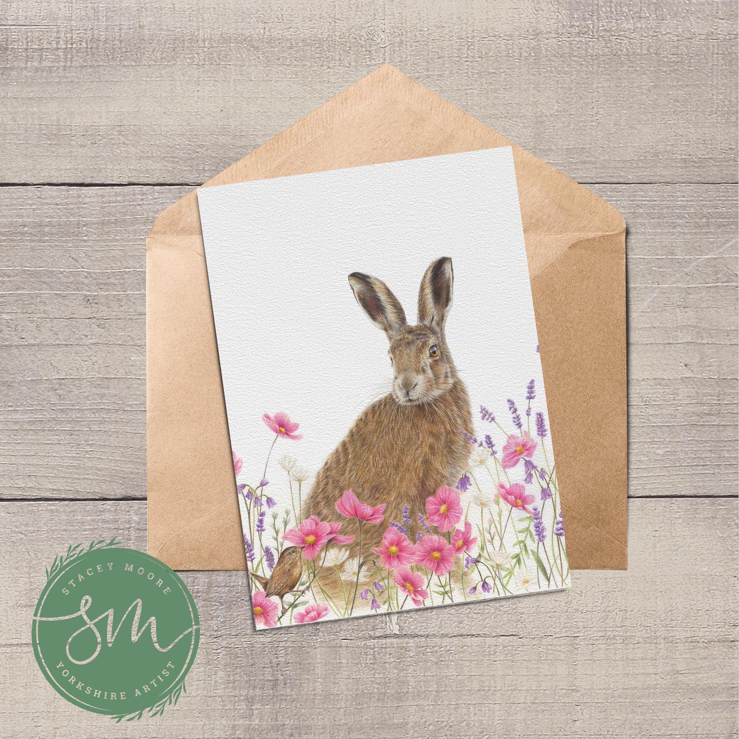 Lavender Hare Greetings Card