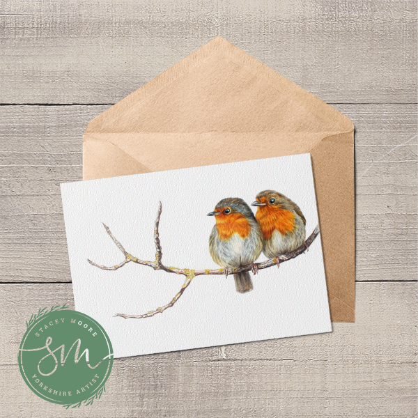 Robins on Branch Greetings Card