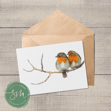 Robins on Branch Greetings Card