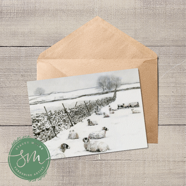 Swaledale Sheep in Snow Greetings Card