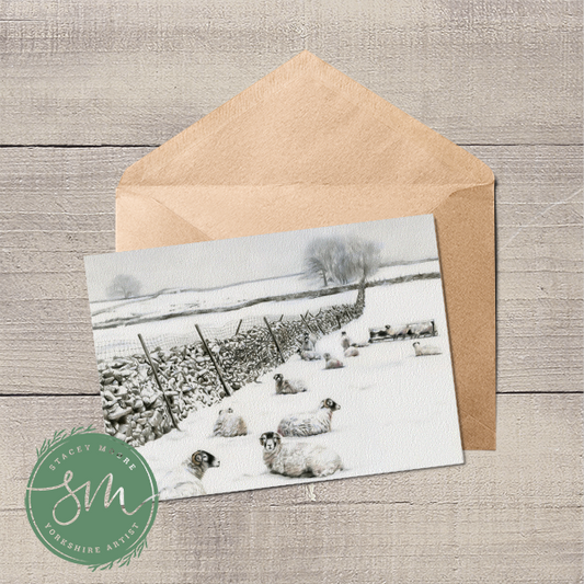 Swaledale Sheep in Snow Greetings Card