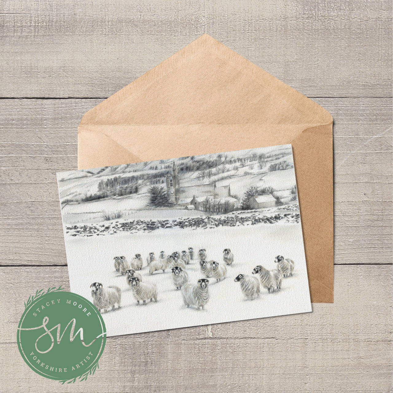 Sheep in Snow Greetings Card