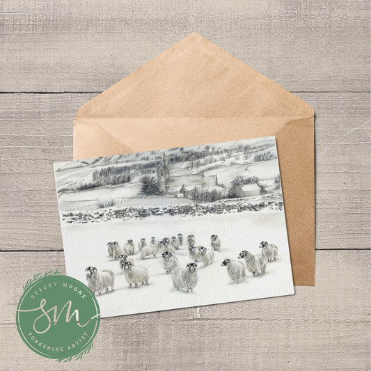 Sheep in Snow Greetings Card